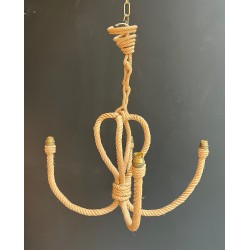 Lustre en Corde en Forme d'Ancre, par Adrien Audoux et Frida Minet, Travail Français, Vers 1950