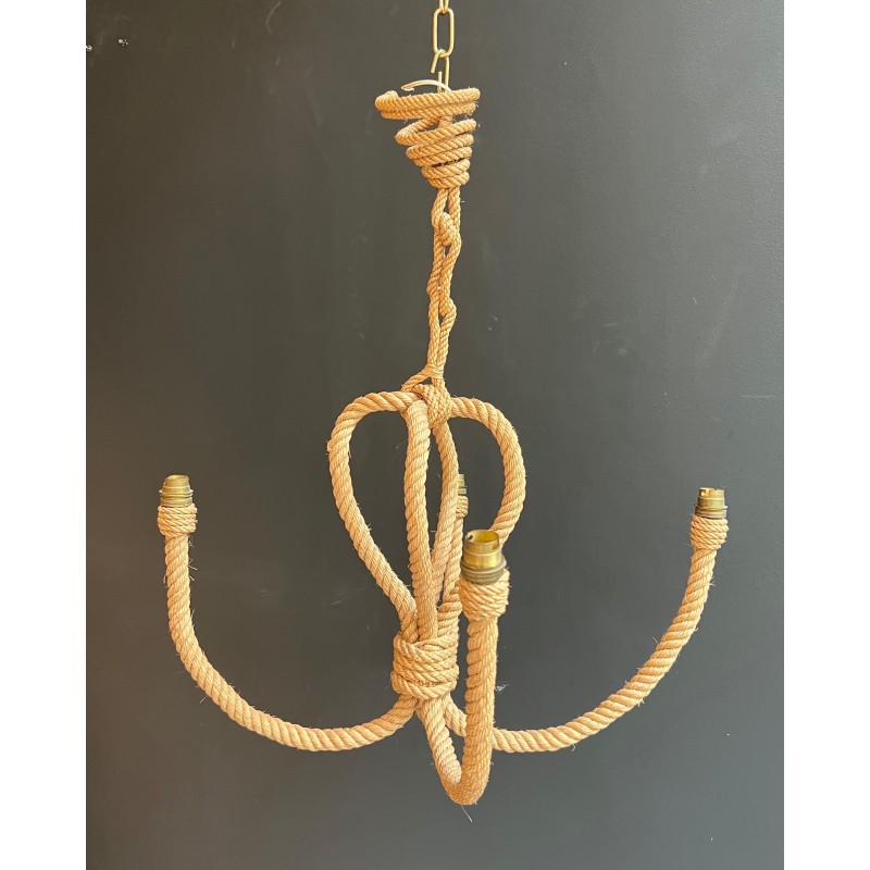 Lustre en Corde en Forme d'Ancre, par Adrien Audoux et Frida Minet, Travail Français, Vers 1950