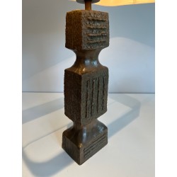 Brutalist Ceramic Table Lamp, French Work, Circa 1950