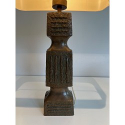 Brutalist Ceramic Table Lamp, French Work, Circa 1950
