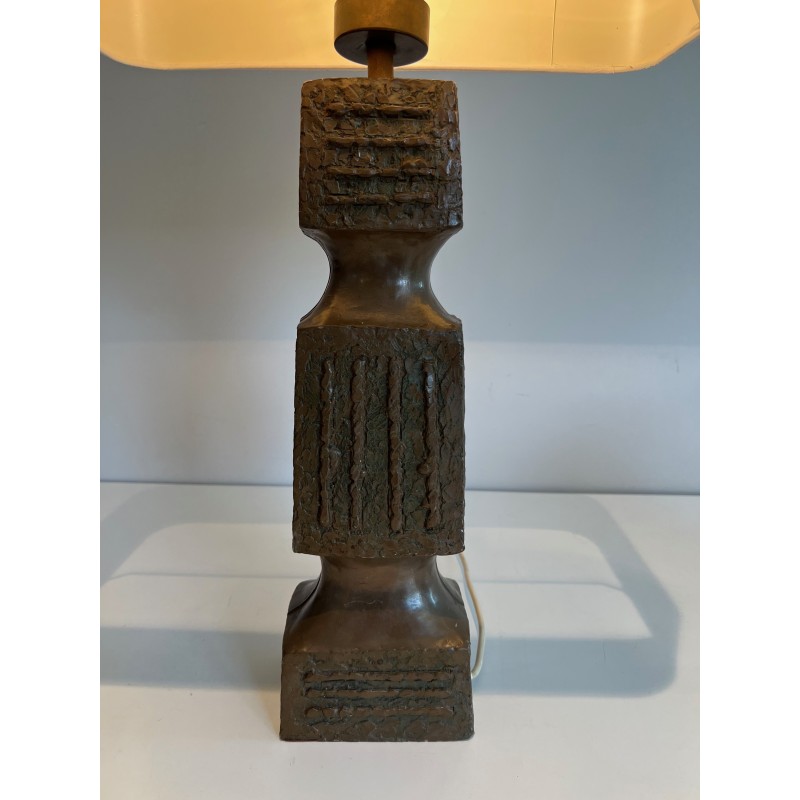 Lampe de Table Brutaliste en Céramique, Travail Français, Vers 1950