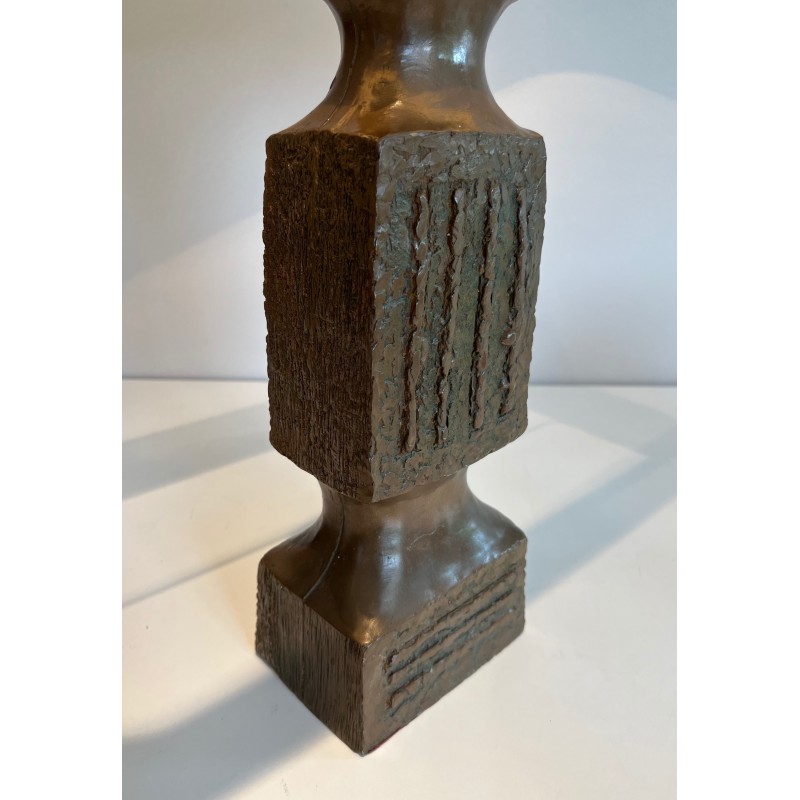 Brutalist Ceramic Table Lamp, French Work, Circa 1950
