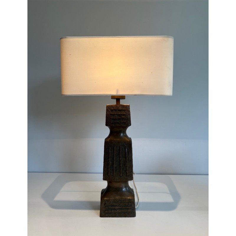Brutalist Ceramic Table Lamp, French Work, Circa 1950