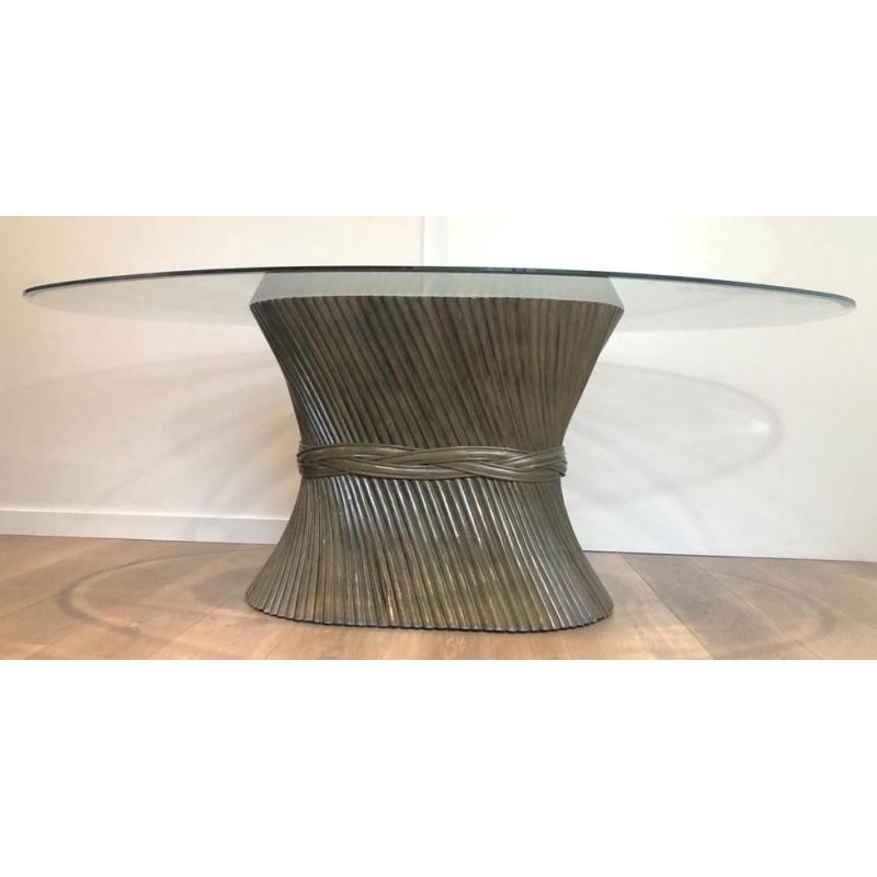 Mid-Century Glass Top Table, Circa 1950