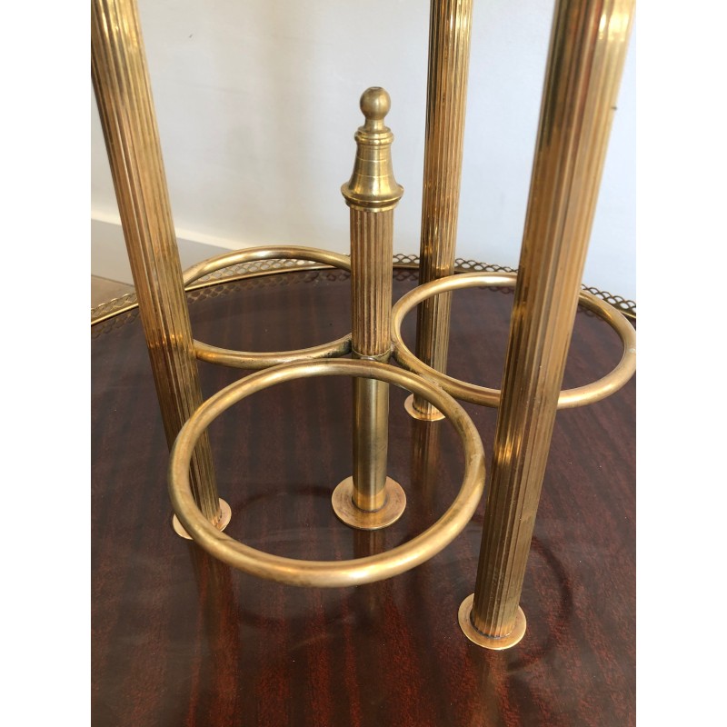Round Mahogany and Brass Drinks Trolley, Attributed to Maison Jansen, French Work, Circa 1940