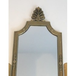 Paire d’Appliques en Miroir et Bronze à têtes de Lions