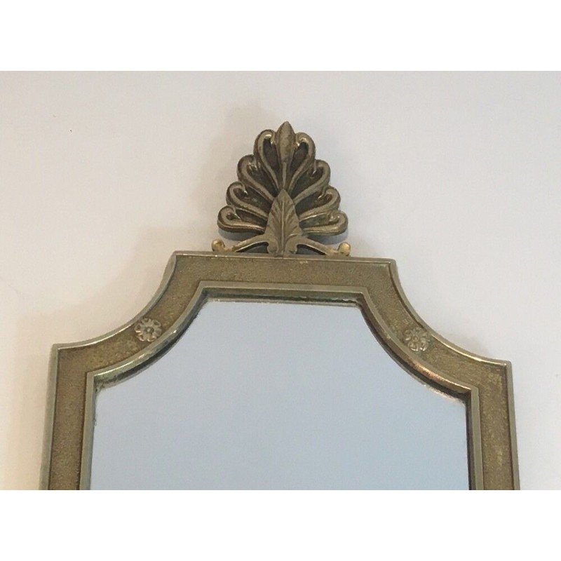 Pair of Empire Style Bronze Wall Sconces with Lion Heads and Mirror Backs, French Work, Circa 1940