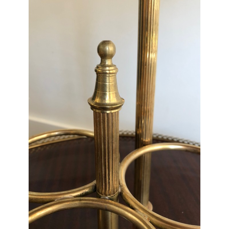 Round Mahogany and Brass Drinks Trolley, Attributed to Maison Jansen, French Work, Circa 1940
