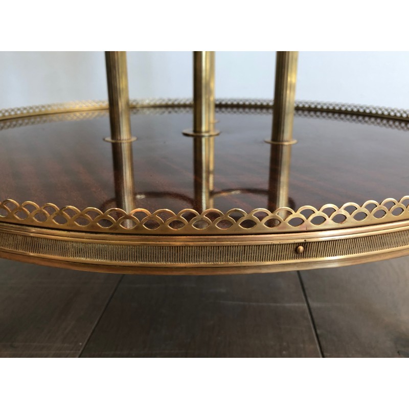 Round Mahogany and Brass Drinks Trolley, Attributed to Maison Jansen, French Work, Circa 1940