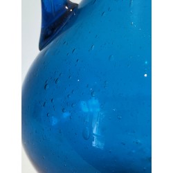 Pichet en Verre d'Art Bleuté Signé Stil Novo, Travail Italien, Vers 1970