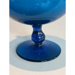 Pichet en Verre d'Art Bleuté Signé Stil Novo, Travail Italien, Vers 1970