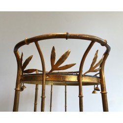 Faux-Bamboo Gilt Metal Drinks Trolley, Attributed to Coco Chanel, French Work, Circa 1970