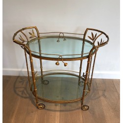 Faux-Bamboo Gilt Metal Drinks Trolley, Attributed to Coco Chanel, French Work, Circa 1970