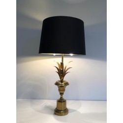 Pair of Neoclassical Style Brass Palm Tree Wall Lights, in the Manner of Maison Charles, Circa 1970