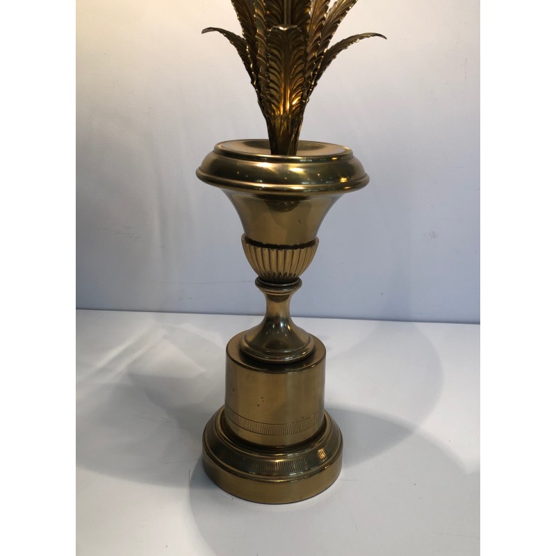 Pair of Neoclassical Style Brass Palm Tree Wall Lights, in the Manner of Maison Charles, Circa 1970