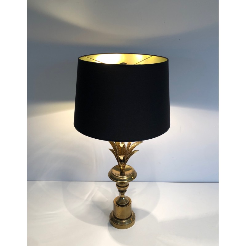 Pair of Neoclassical Style Brass Palm Tree Wall Lights, in the Manner of Maison Charles, Circa 1970