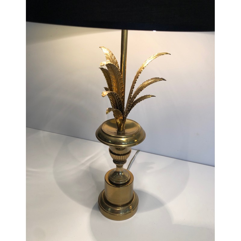 Pair of Neoclassical Style Brass Palm Tree Wall Lights, in the Manner of Maison Charles, Circa 1970