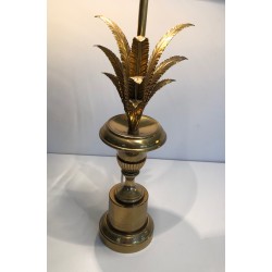 Paire d'Appliques Palmier en Laiton de Style Néoclassique, dans le Goût de la Maison Charles, Vers 1970