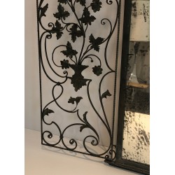 Rare Miroir en Fer Forgé à Deux Vantaux, Décor de Feuillages et Volutes, Travail Français, Vers 1940