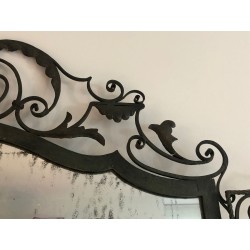 Rare Miroir en Fer Forgé à Deux Vantaux, Décor de Feuillages et Volutes, Travail Français, Vers 1940