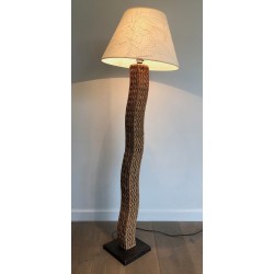 Lampadaire en Corde Tressée sur Base Carrée en Métal, Travail Japonais, vers 1980 | Maison BARROIS