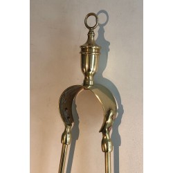 Nécessaire de Feu en Laiton de Style Néoclassique, Travail Français, Vers 1970