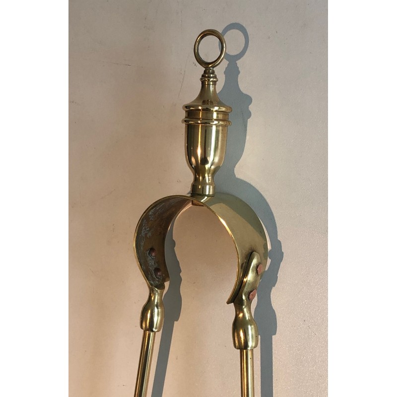 Nécessaire de Feu en Laiton de Style Néoclassique, Travail Français, Vers 1970