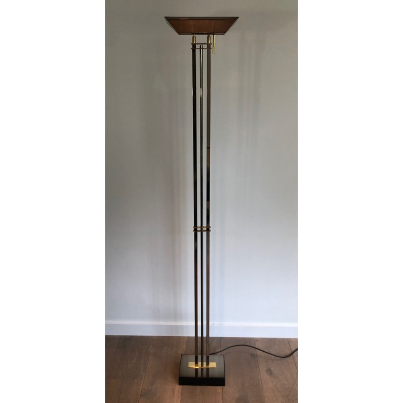 Lampadaire Patine Canon de Fusil et Laiton, Travail Français, vers 1970 | Maison BARROIS