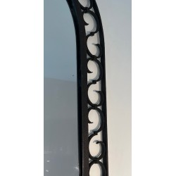 Wrought Iron Mirror with Arched Top and Gilt Acanthus Leaf, French Work, Circa 1940