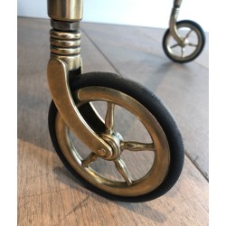 Table Roulante de Style Néoclassique en Laiton et Verres Fumés, Travail Français, Vers 1970