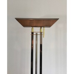 Gun Metal and Brass Floor Lamp, French Work, circa 1970 | Maison BARROIS