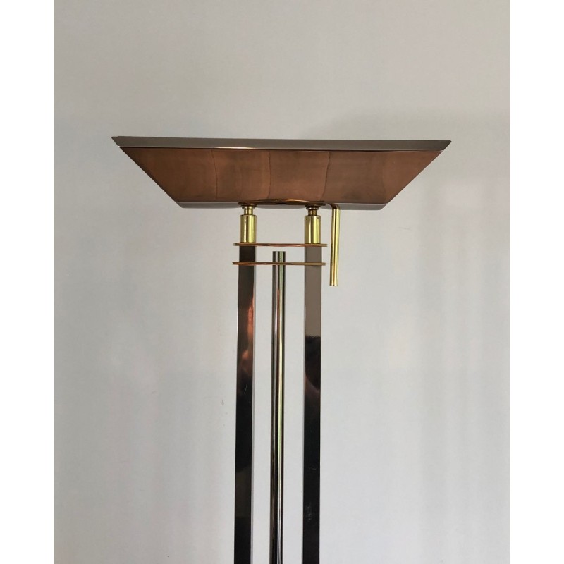 Lampadaire Patine Canon de Fusil et Laiton, Travail Français, vers 1970 | Maison BARROIS