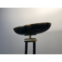 Black Lacquered Metal and Brass Halogen Floor Lamp, French Work, circa 1970 | Maison BARROIS