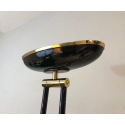 Lampadaire de Parquet en Métal Laqué Noir et Laiton