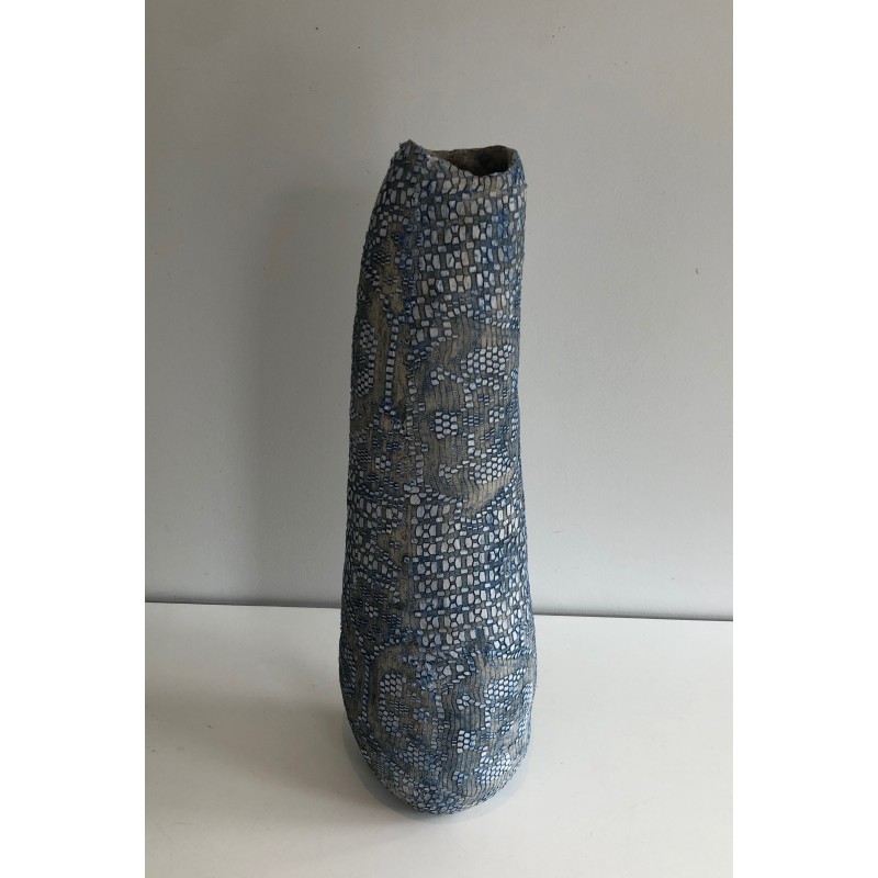 Tall Ceramic Vase, French Work, Circa 1970