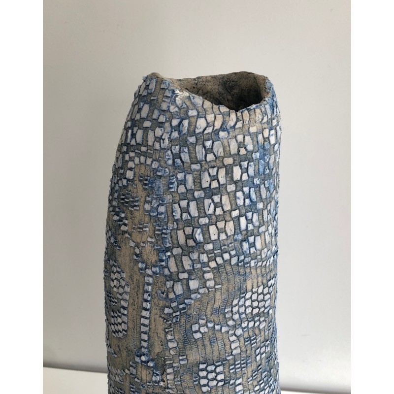 Tall Ceramic Vase, French Work, Circa 1970