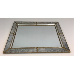 Multi-Faceted Mirror with Brass Garlands, French Work, Circa 1970
