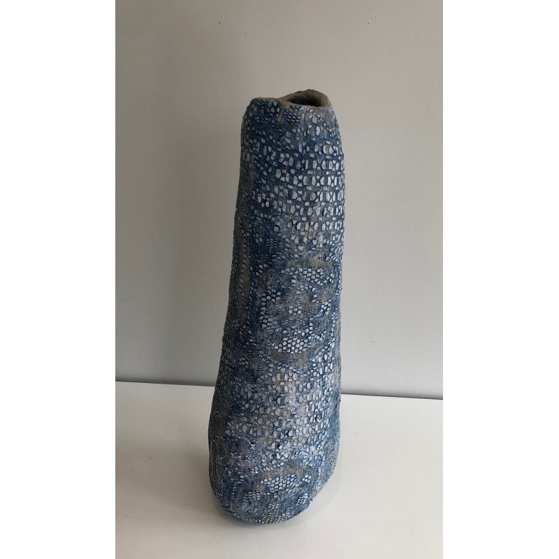 Tall Ceramic Vase, French Work, Circa 1970