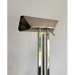 Gun Metal and Brass Floor Lamp, French Work, circa 1970 | Maison BARROIS