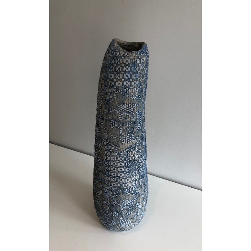 Tall Ceramic Vase, French Work, Circa 1970
