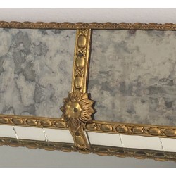 Multi-Faceted Mirror with Brass Garlands, French Work, Circa 1970