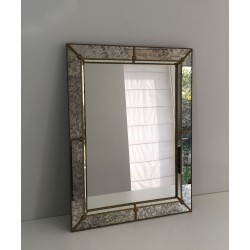 Multi-Faceted Mirror with Brass Garlands, French Work, Circa 1970