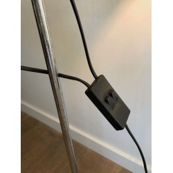 Lampadaire Chrome et Laqué Noir à Réflecteurs Réglables, Travail Français, vers 1980 | Maison BARROIS