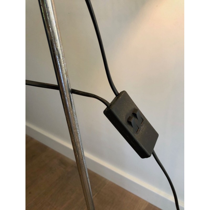 Lampadaire Chrome et Laqué Noir à Réflecteurs Réglables, Travail Français, vers 1980 | Maison BARROIS