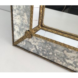 Multi-Faceted Mirror with Brass Garlands, French Work, Circa 1970