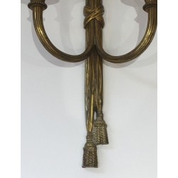 Pair of Louis XVI Style Bronze Wall Sconces, French Work, Circa 1940