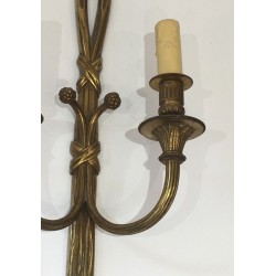 Pair of Louis XVI Style Bronze Wall Sconces, French Work, Circa 1940