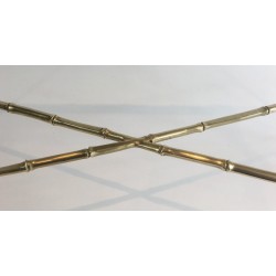 Small Faux-Bamboo Bronze Coffee Table with Smoked Glass Shelf by Maison Baguès, French Work, Circa 1940