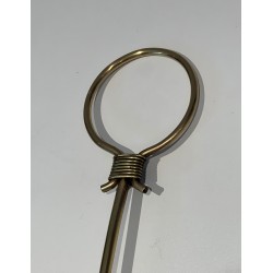 Mahogany and Brass Wall-Mounted Coat Rack, French Work, Circa 1940