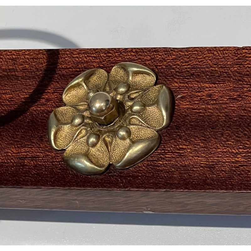 Mahogany and Brass Wall-Mounted Coat Rack, French Work, Circa 1940